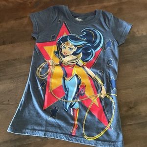 Girls Heather blue wonder woman T